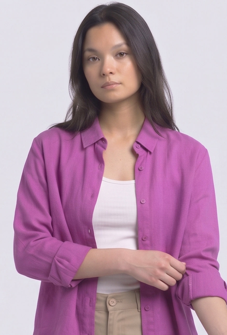 Kemeja Lengan Panjang Byan Pink Purple