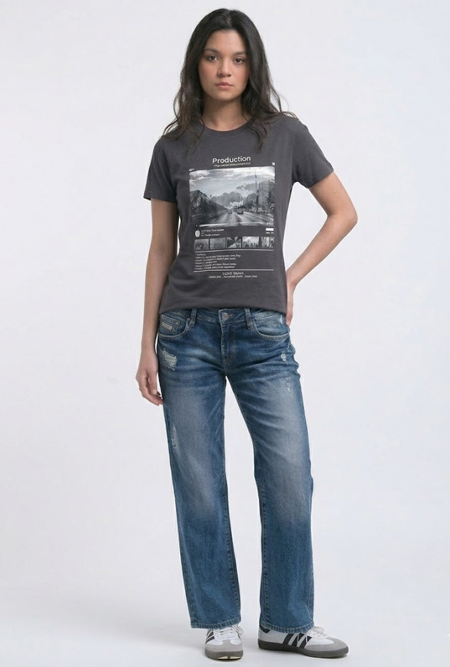 T-Shirt Lengan Pendek Story Dark Grey