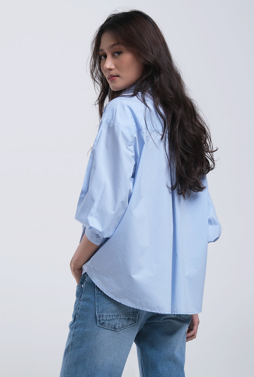 Kemeja Lengan Panjang Naveela Light Blue