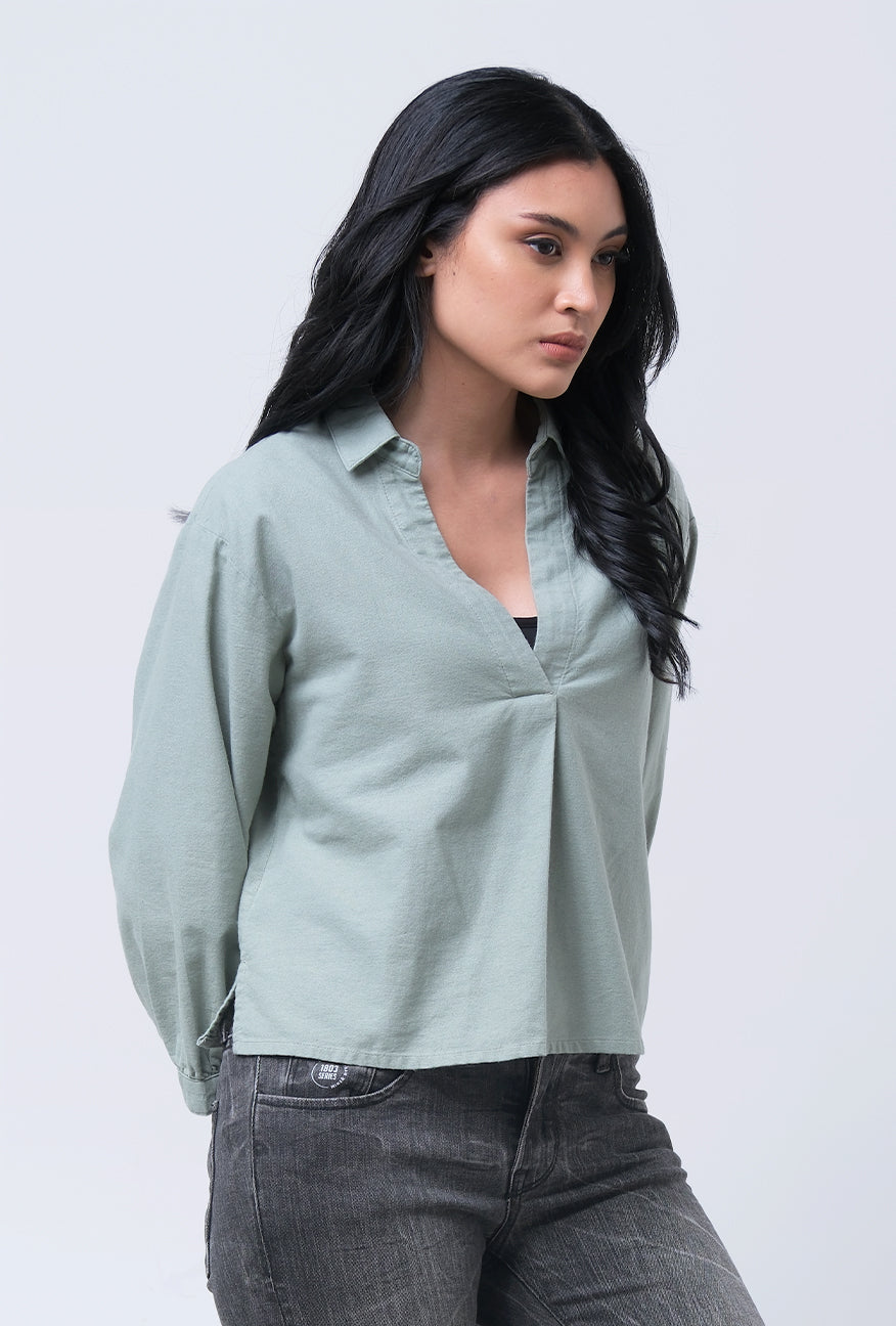 Kemeja Lengan Panjang Zeea Sage Shirt Exclusive Online
