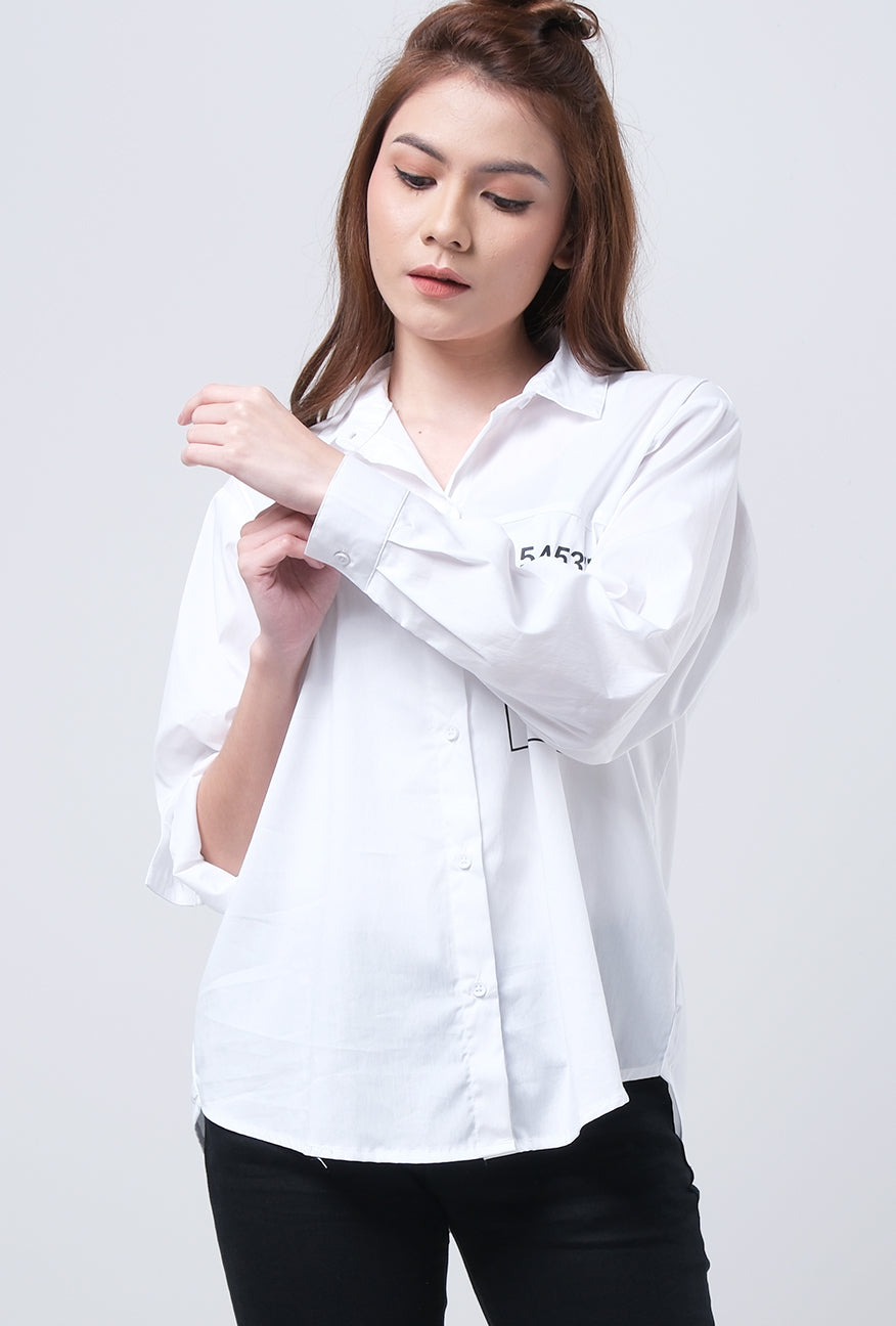 Kemeja Lengan Panjang Elaina Offwhite