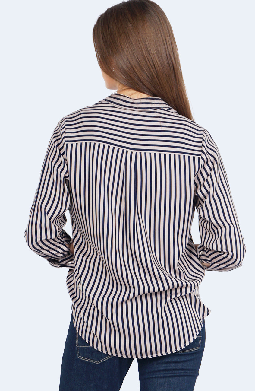 Kemeja Lengan Panjang Syarla Navy Grey