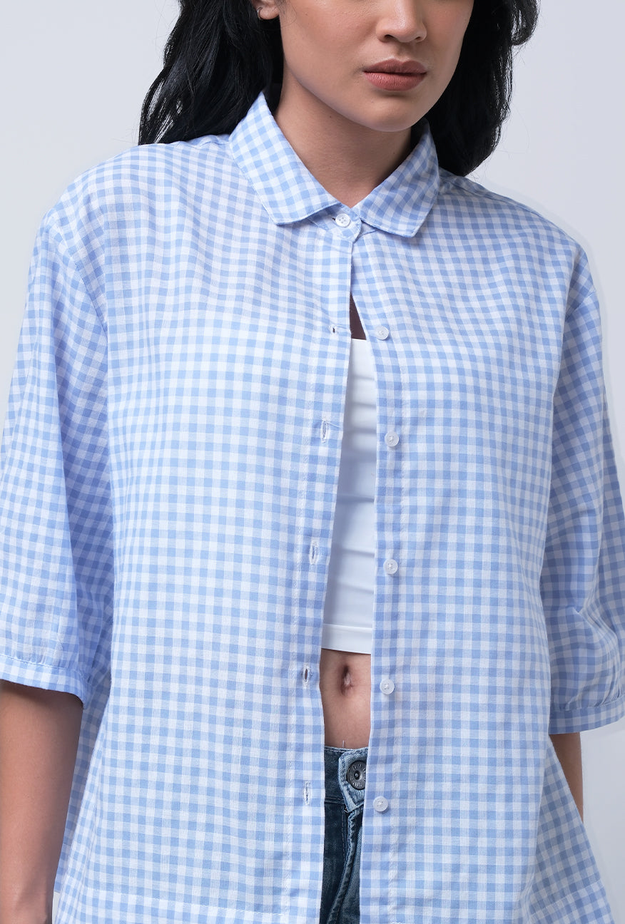 Kemeja Lengan Pendek Myles Blue White