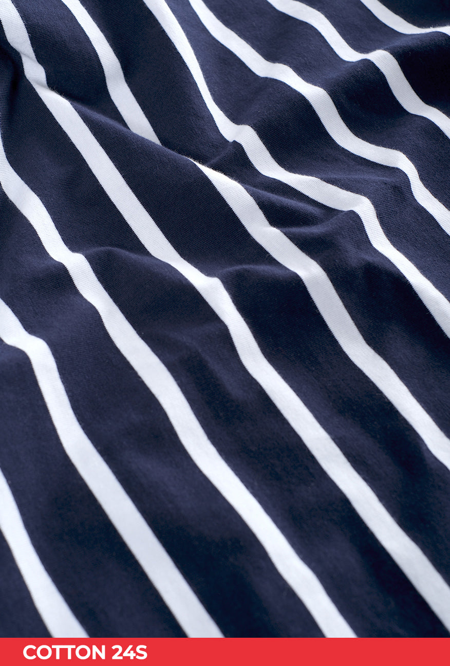 T-Shirt Lengan Panjang Grecila Navy White Stripe