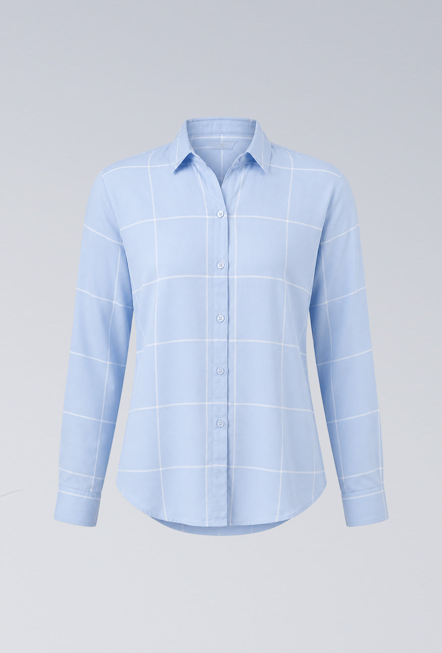 Kemeja Lengan Panjang Kayza Blue White