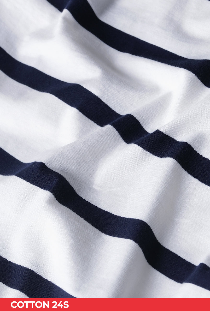 T-Shirt Lengan Panjang Sena White Navy Stripe