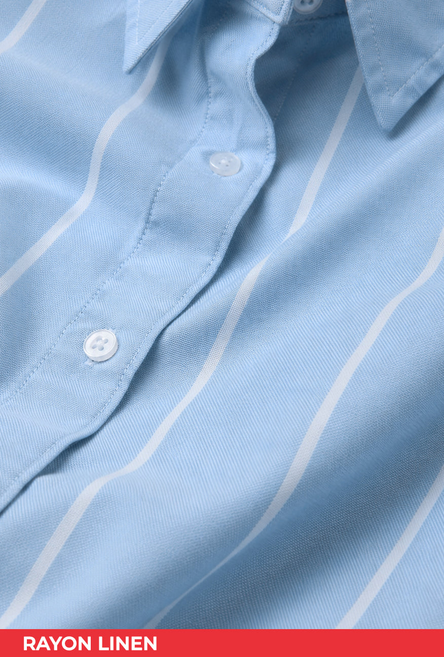 Kemeja Lengan Panjang Lycka Blue White