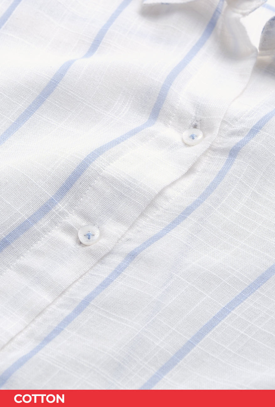 Kemeja Lengan Panjang Jollie White Blue