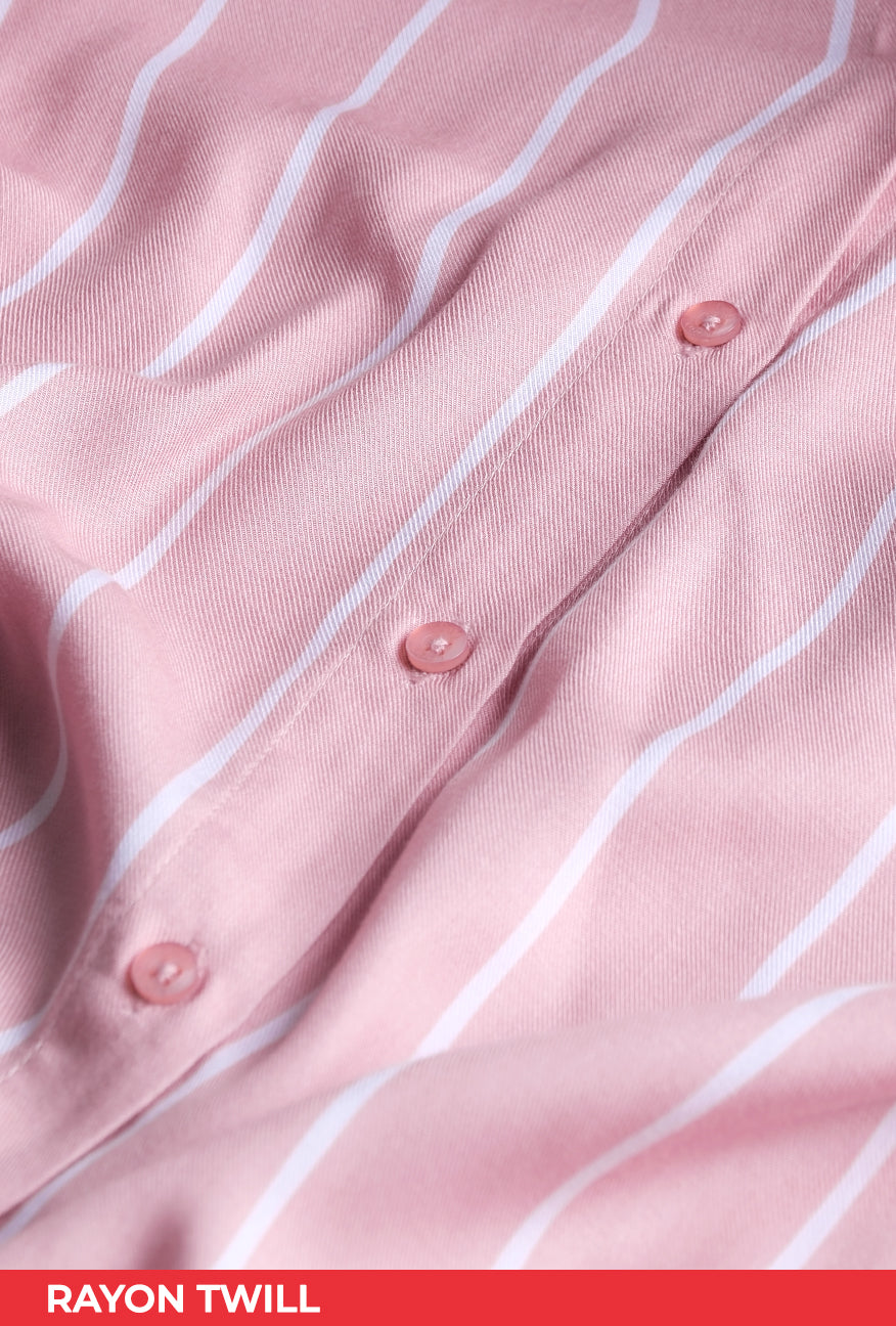 Kemeja Lengan Panjang Tracey Pink White