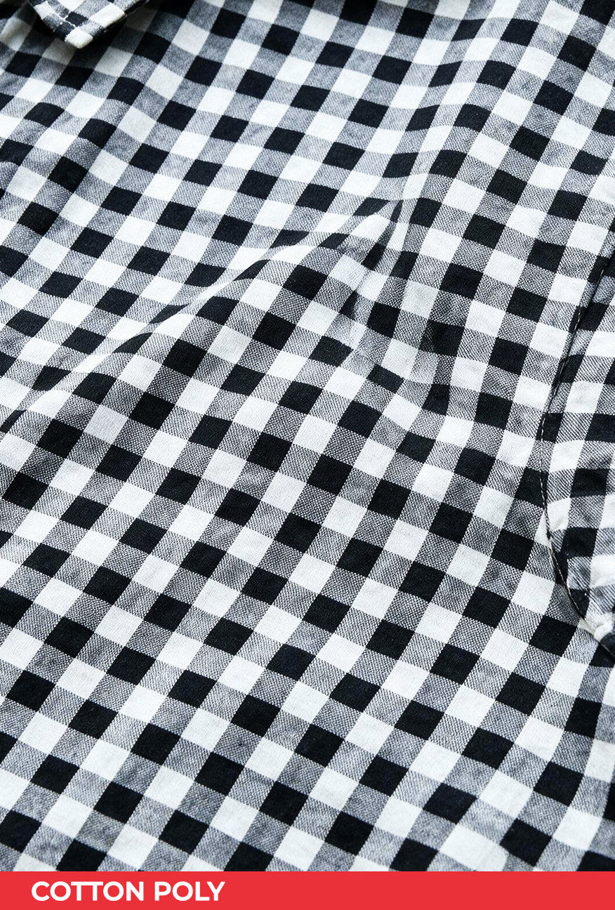 Kemeja Lengan Pendek Gwen Black White Exclusive Online