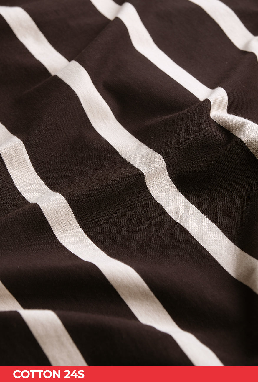 T-Shirt Lengan Panjang Zeva Black Beige Stripe