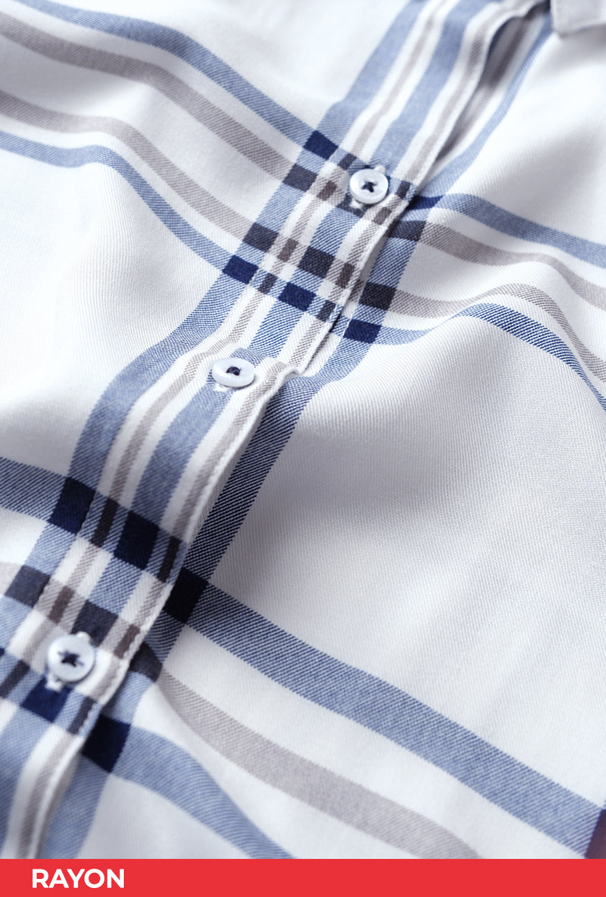 Kemeja Lengan Panjang Mara White Blue