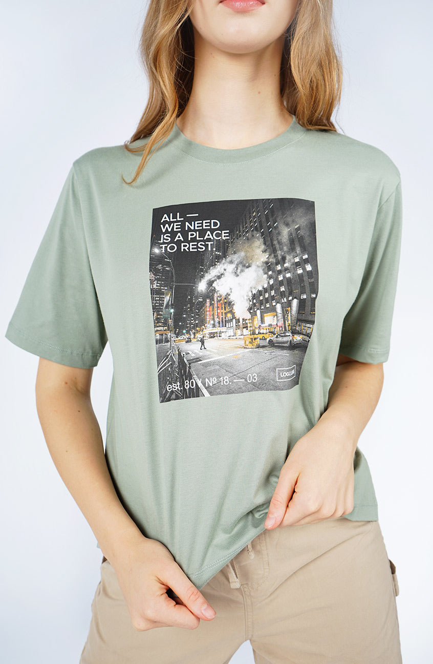 T-Shirt Boxy Lengan Pendek Rivania Dusty Green
