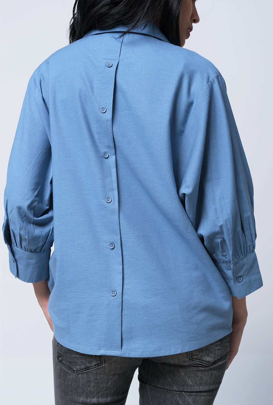 Kemeja Lengan Panjang Bryn Blue