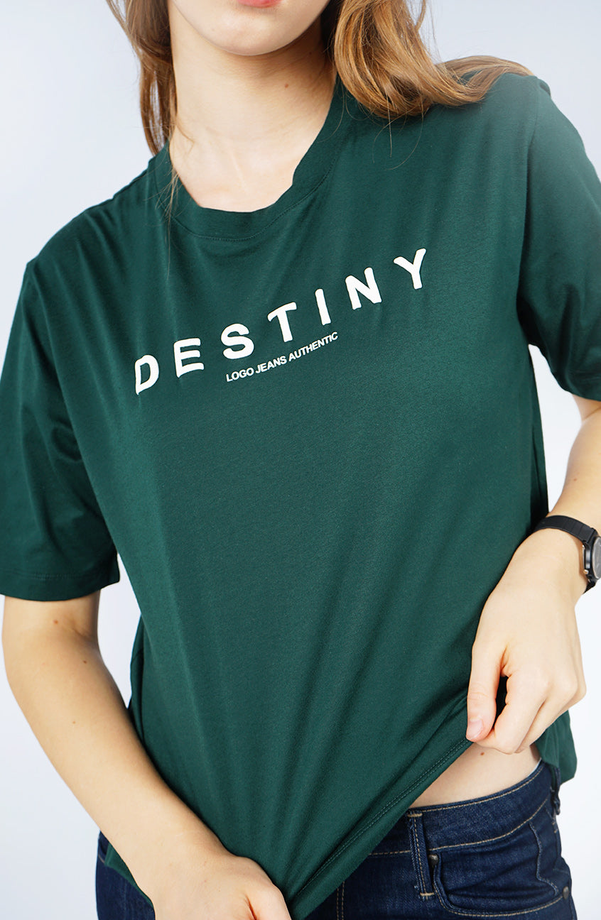T-Shirt Regular Lengan Pendek Clarabel Dark Green