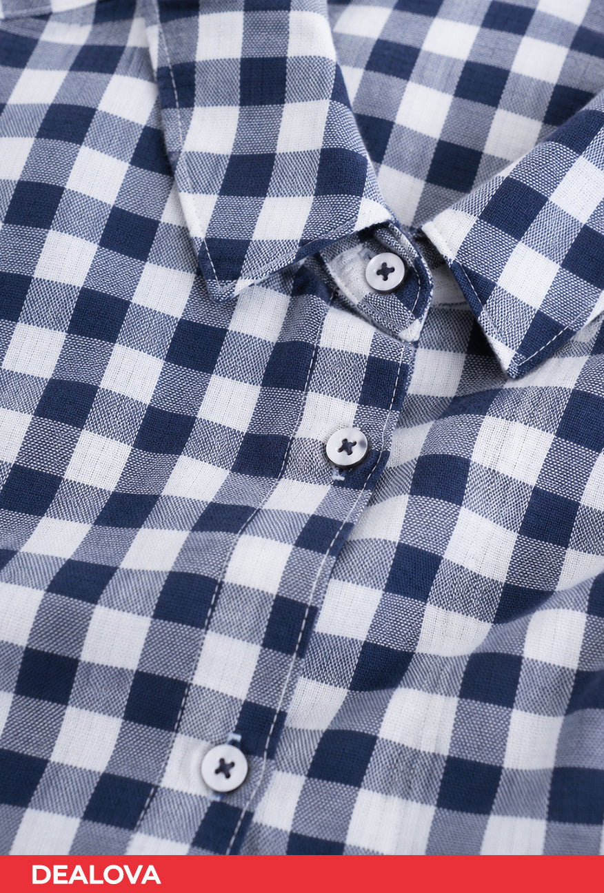 Kemeja Lumi Navy White Exclusive Online