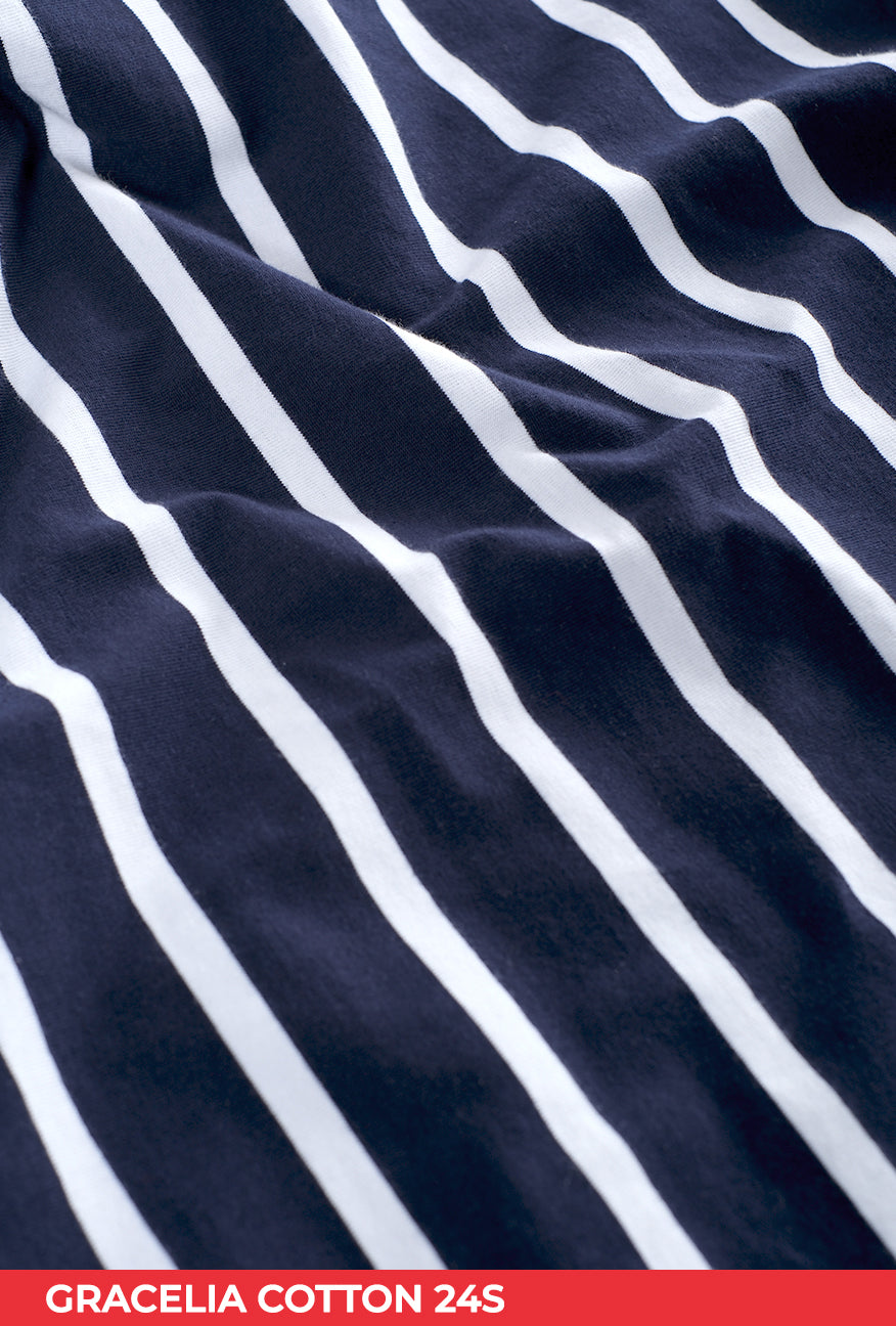 T-Shirt Lengan Panjang Grecila Navy White Stripe