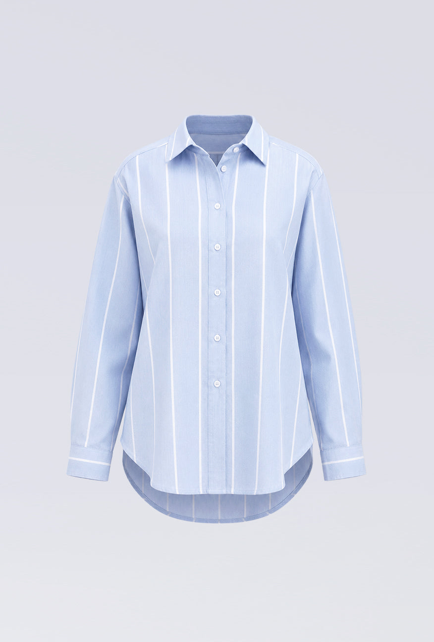 Kemeja Lengan Panjang Lycka Blue White