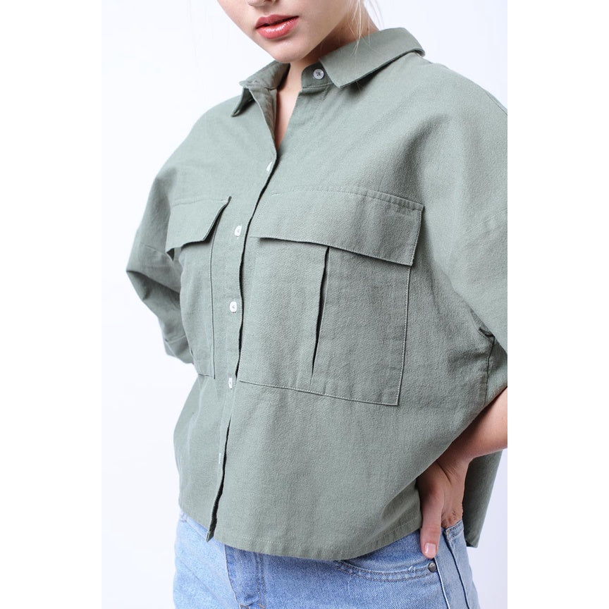 Kemeja Lengan Pendek Lenor Army Shirt