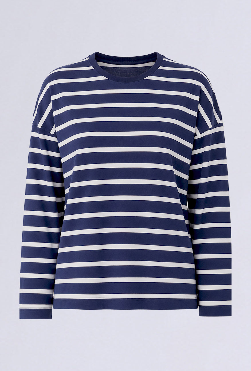 T-Shirt Lengan Panjang Grecila Navy White Stripe