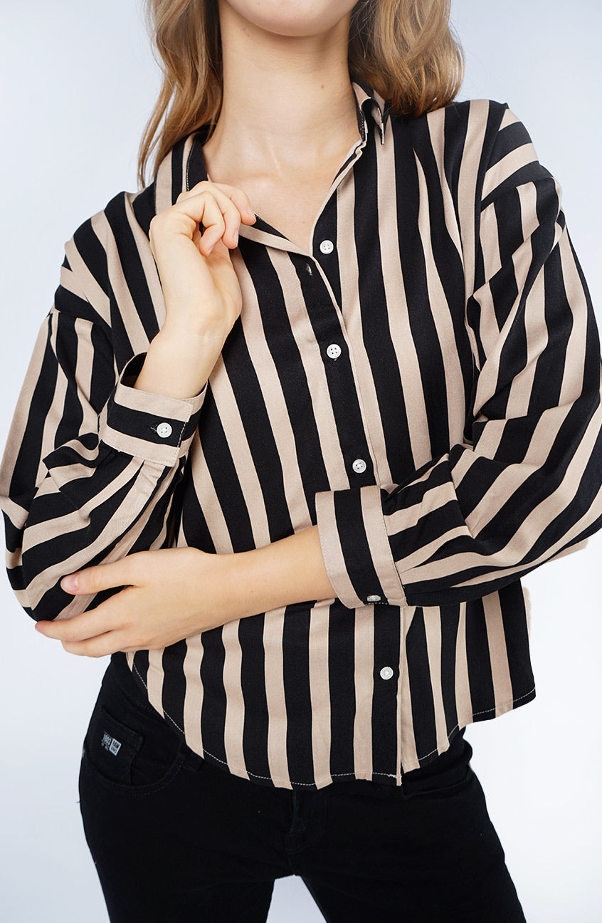 Kemeja Lengan Panjang Ririn Khaki Black