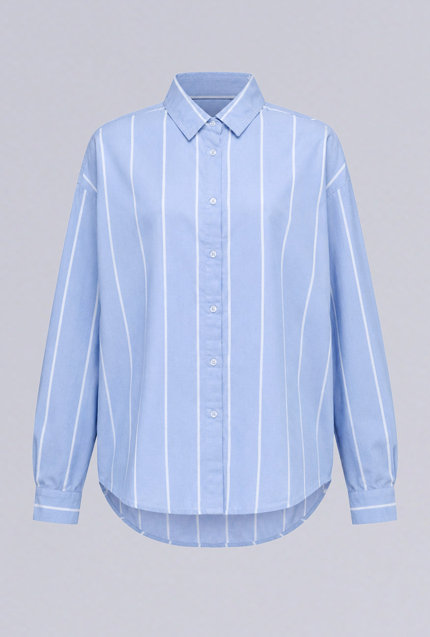 Kemeja Lengan Panjang Lycka Blue White