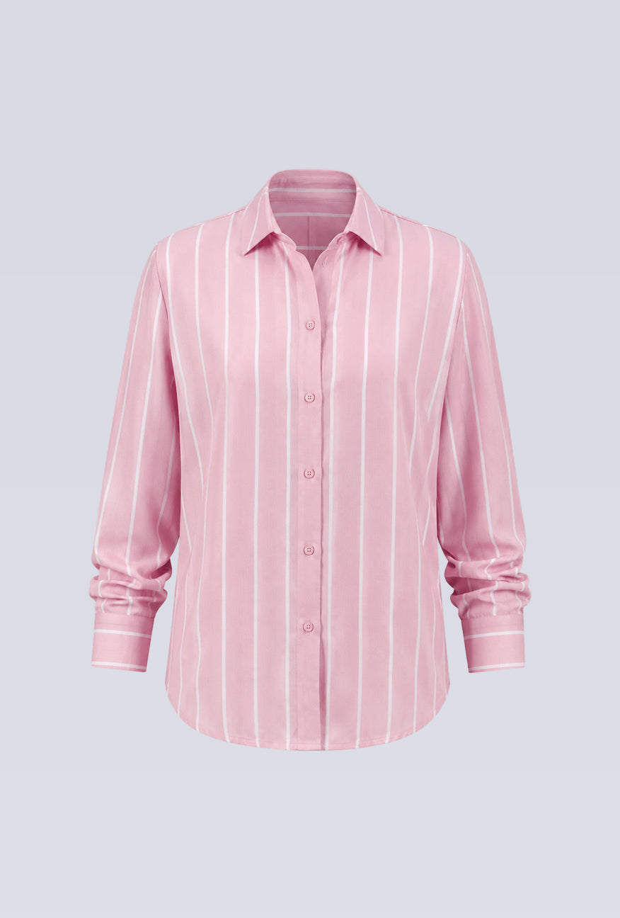 Kemeja Lengan Panjang Tracey Pink White