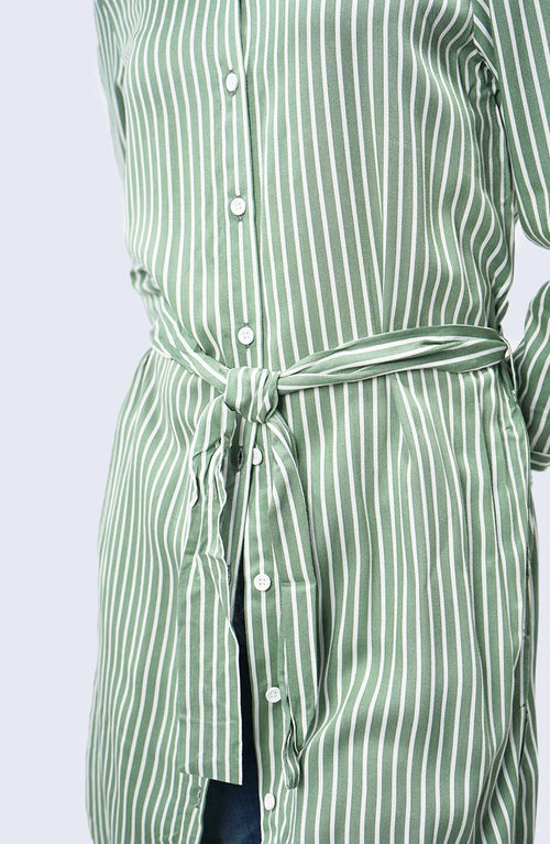 Dress Lengan Panjang Mellya White Green