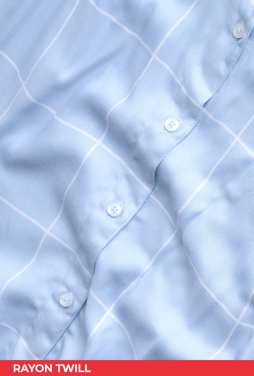 Kemeja Lengan Panjang Kayza Blue White