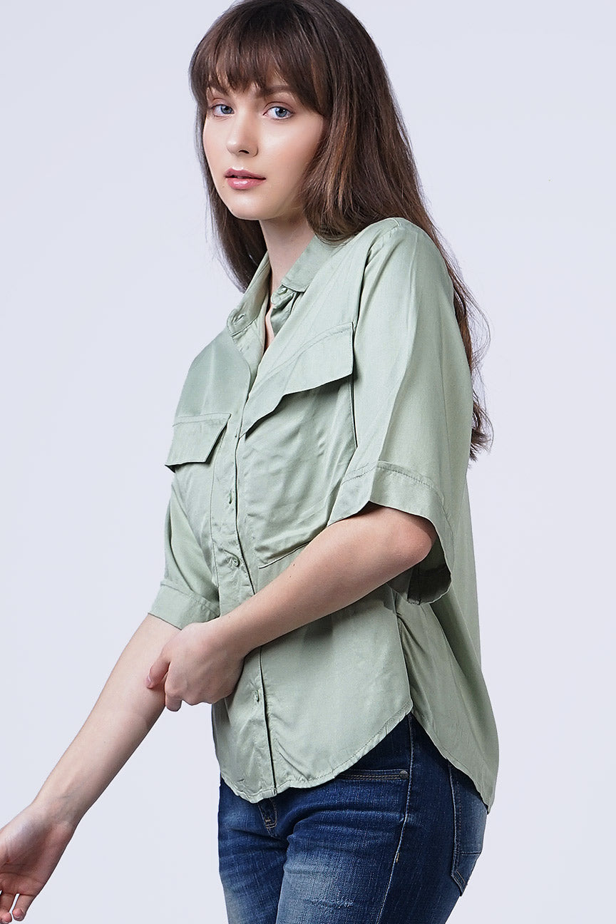 Kemeja Lengan Pendek Acadia Sage
