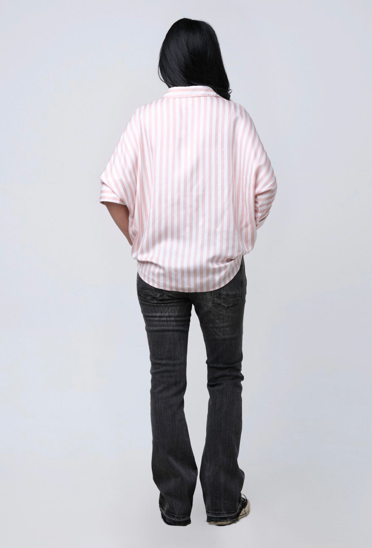 Kemeja Lengan Pendek Florentina Pink Offwhite