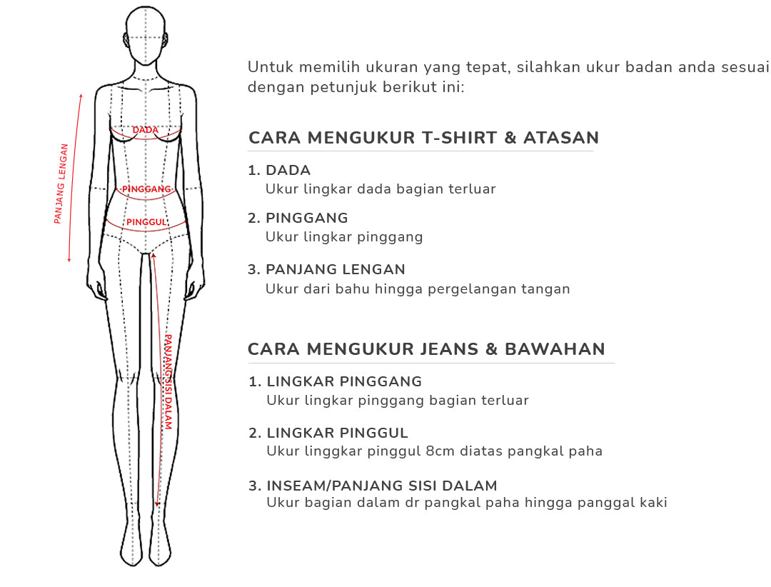 Panduan Ukuran Wanita