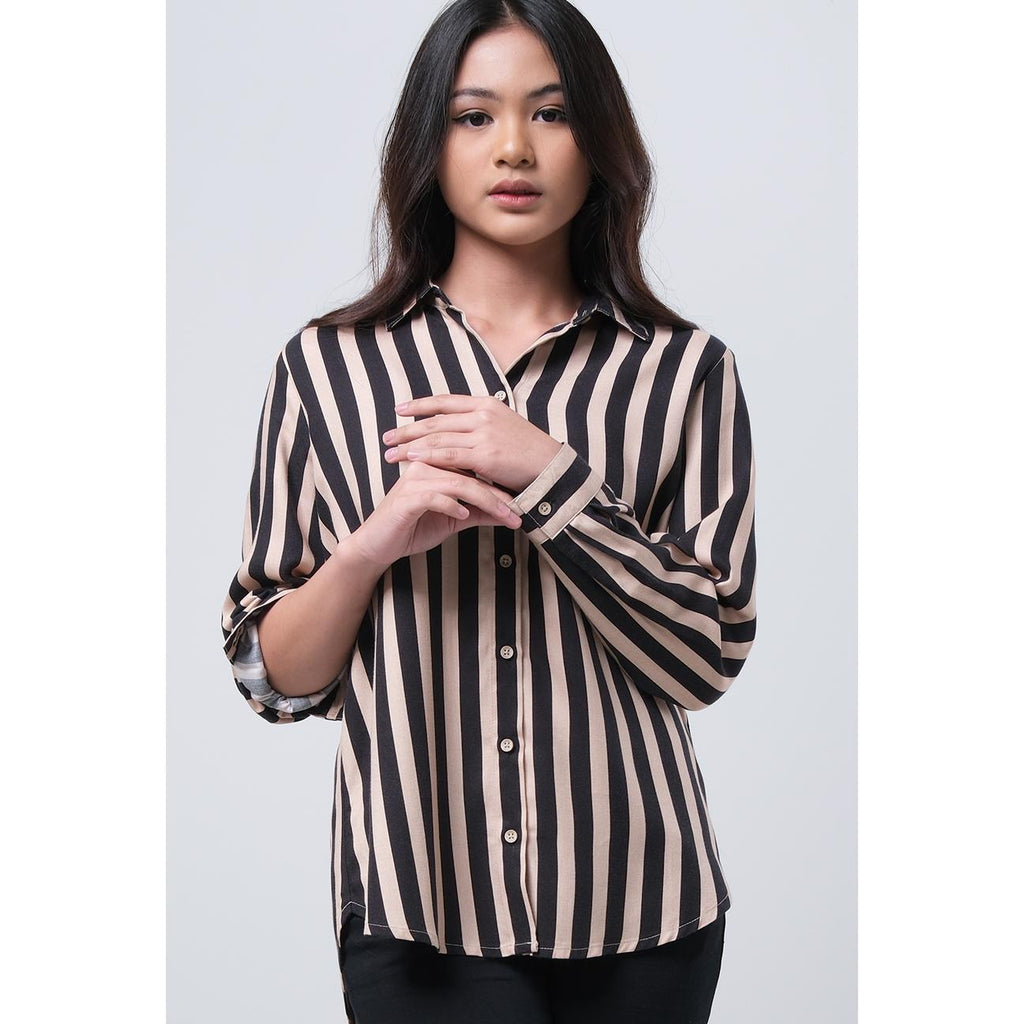 Kemeja Lengan Panjang Storia Khaki Black