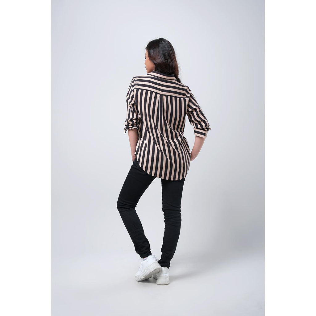 Kemeja Lengan Panjang Storia Khaki Black