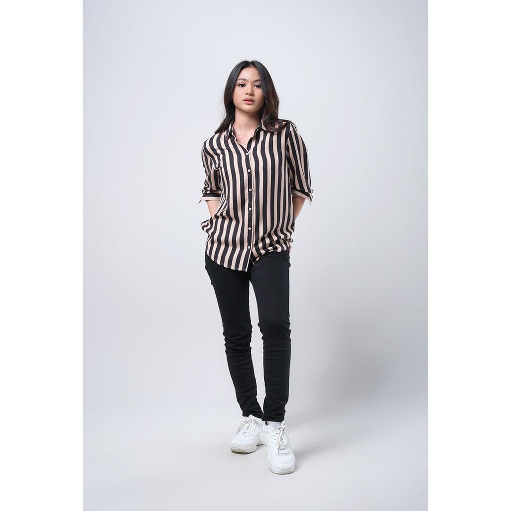 Kemeja Lengan Panjang Storia Khaki Black