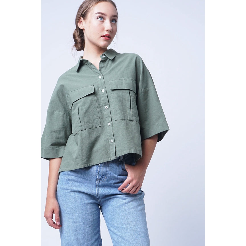 Kemeja Lengan Pendek Lenor Army Shirt