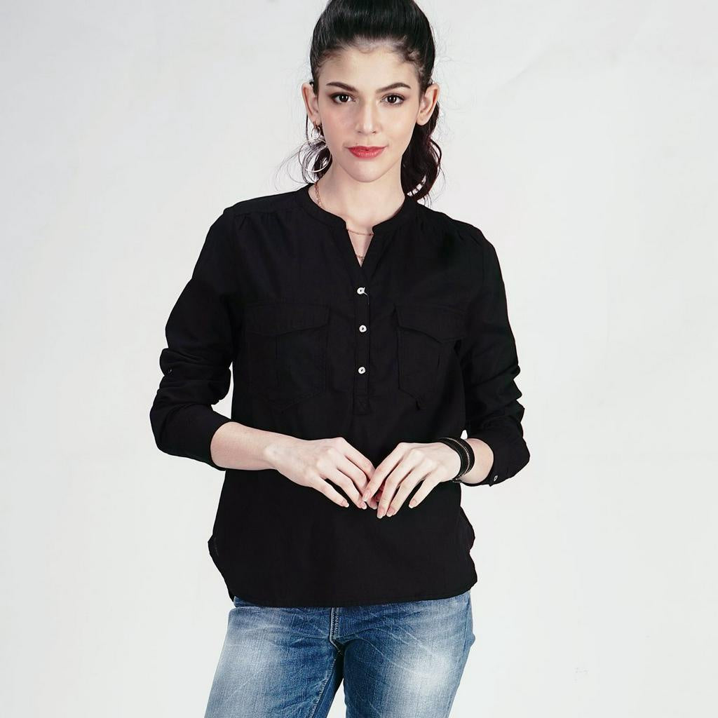 Logo Jeans Big Pocket Black Shirt  24453L5BK