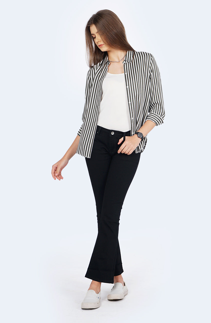 Kemeja Lengan Panjang Syarla White Green