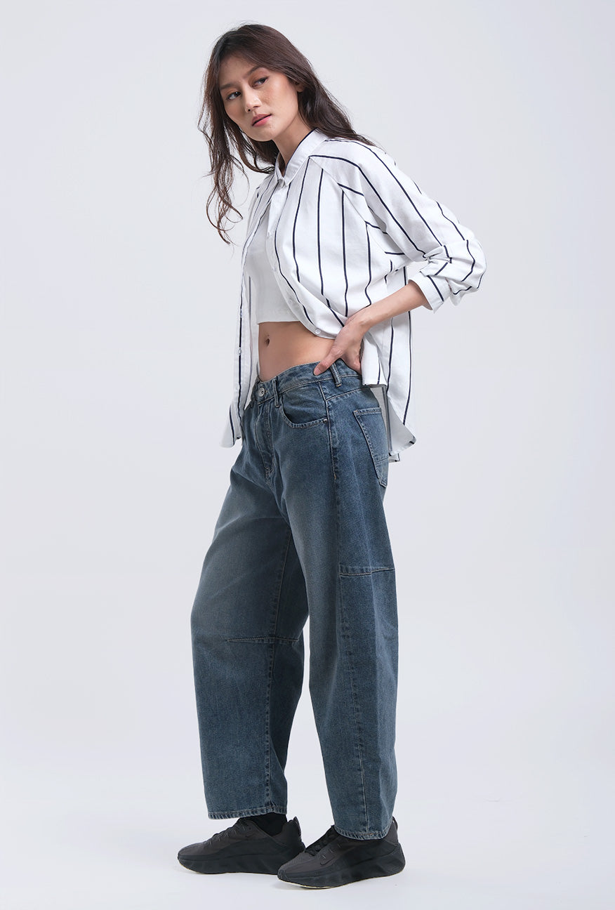 Kemeja Lengan Panjang Lycka Offwhite Blue