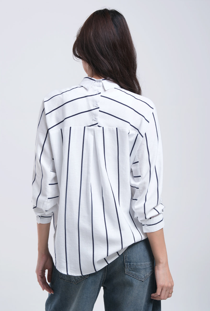 Kemeja Lengan Panjang Lycka Offwhite Blue