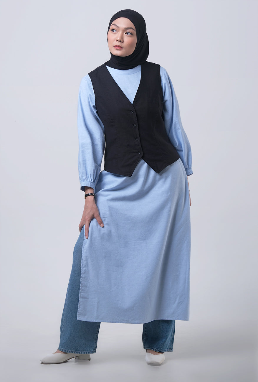 Dress Lengan Panjang Flisya Light Blue
