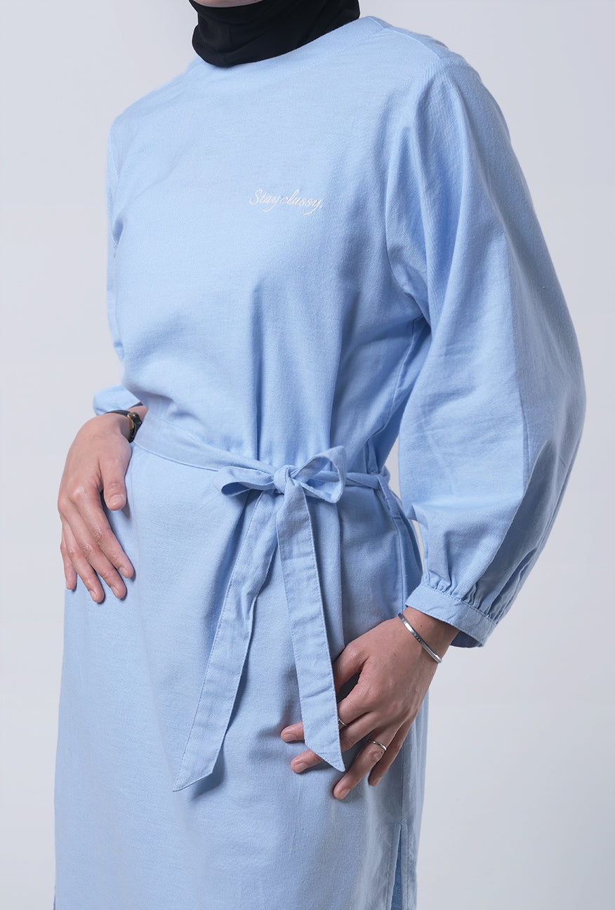 Dress Lengan Panjang Flisya Light Blue