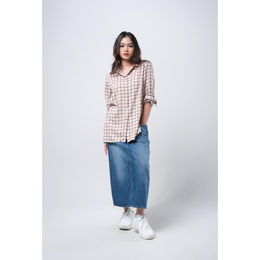 Kemeja Lengan Panjang Isyana Khaki Black