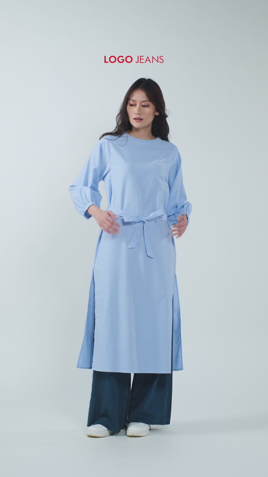 Dress Lengan Panjang Flisya Light Blue