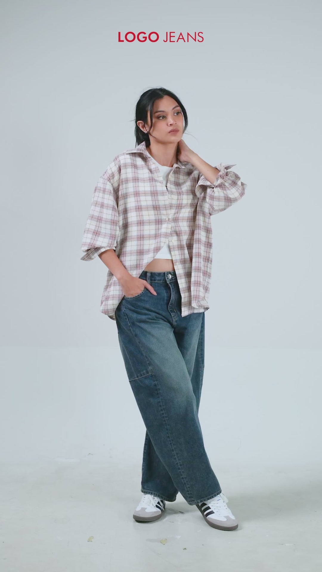 Kemeja Lengan Panjang Ailany Cream Brown