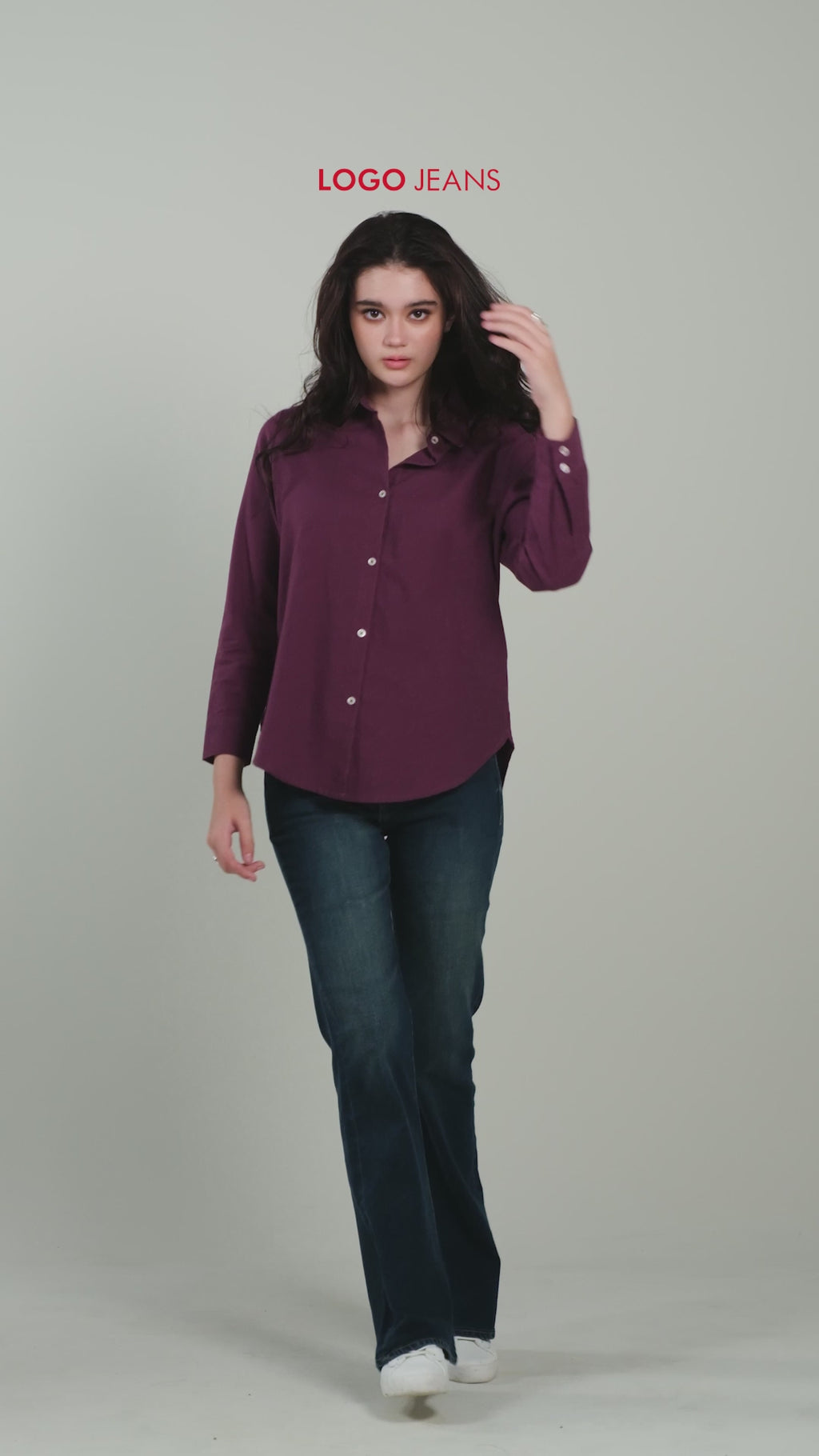 Kemeja Lengan Panjang Mellie Burgundy