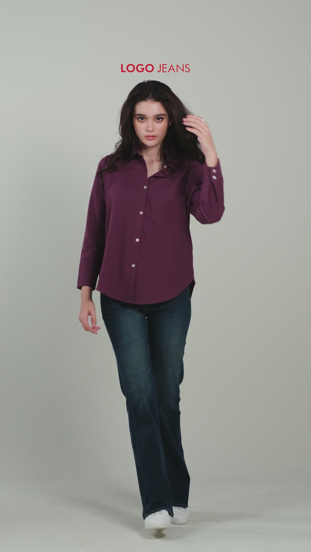 Kemeja Lengan Panjang Mellie Burgundy
