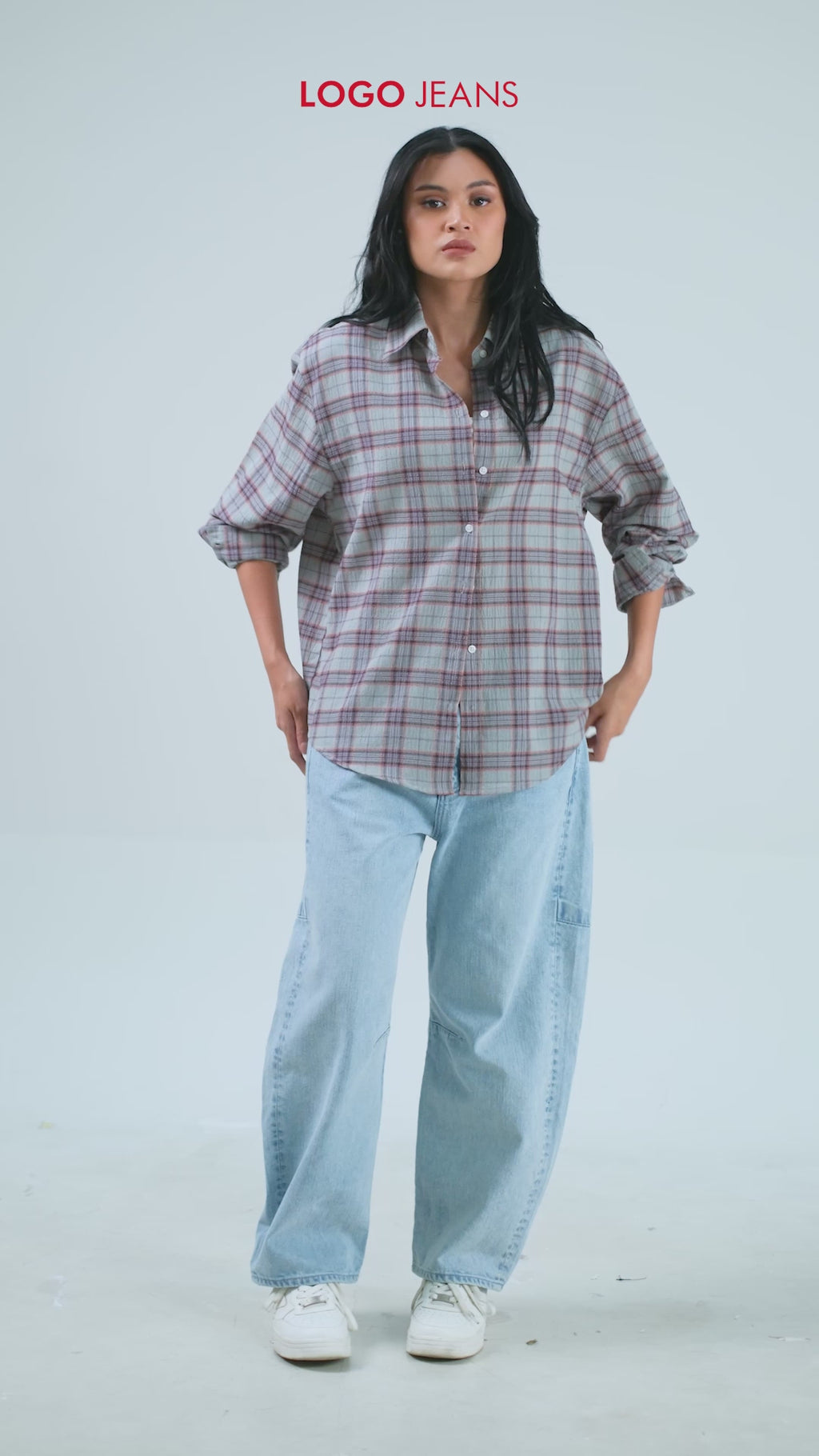 Kemeja Lengan Panjang Axela Grey Green