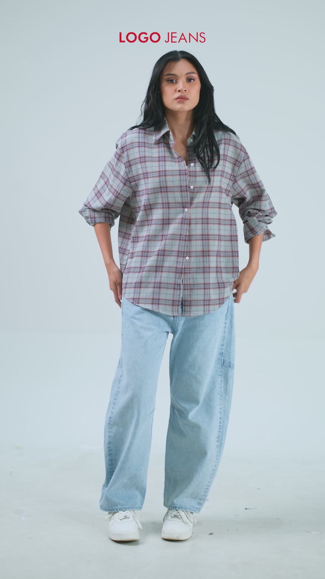 Kemeja Lengan Panjang Axela Grey Green