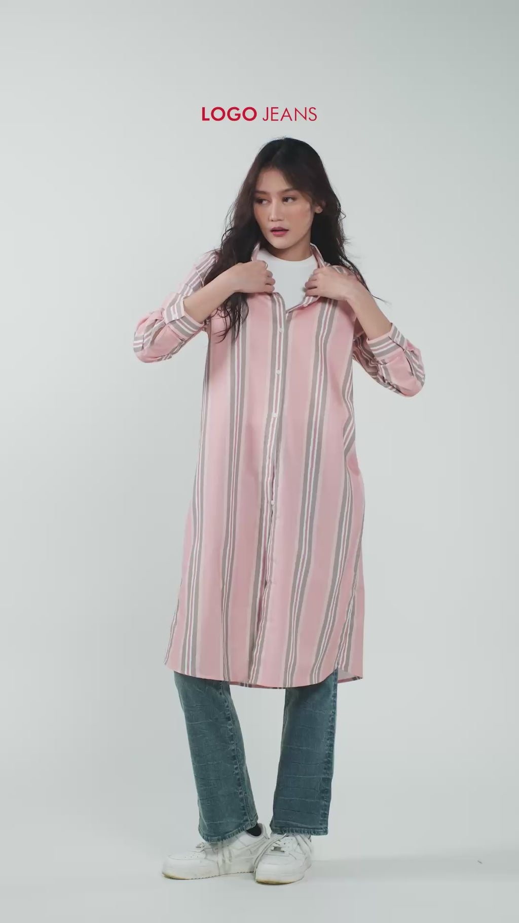 Dress Lengan Panjang Valeria Pink Brown